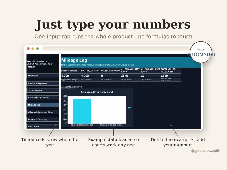 Self Assessment Tax Spreadsheet UK - Self Employed Tax Calculator, Expense | HMRC Self Assessment | Sole Trader | UK Freelancer Tax image 6