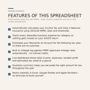 Self Assessment Tax Spreadsheet UK - Self Employed Tax Calculator, Expense | HMRC Self Assessment | Sole Trader | UK Freelancer Tax image 5