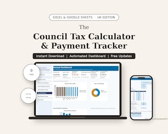UK Council Tax Calculator & Payment Tracker | Council Tax Payment | Council Tax Budget | Council Tax Band | Council Tax Discount | Printable