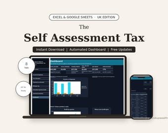 Hoja de cálculo de impuestos para la autoliquidación en el Reino Unido - Calculadora de impuestos para autónomos, gastos / Autoliquidación de HMRC / Autónomos / Impuestos para autónomos en el Reino Unido