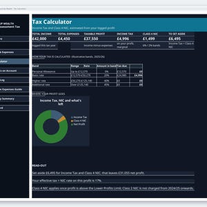 Self Assessment Tax Spreadsheet UK - Self Employed Tax Calculator, Expense | HMRC Self Assessment | Sole Trader | UK Freelancer Tax image 8