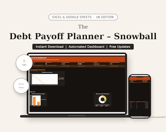 Planificador de pago de deudas en el Reino Unido: Seguimiento de bola de nieve y avalancha (Descarga digital)
