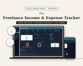Hoja de cálculo para el seguimiento de ingresos y gastos de autónomos / Ingresos y gastos de autónomos / Trabajadores autónomos / Impuestos para autónomos / Pequeñas empresas / Descarga instantánea