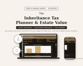 UK Inheritance Tax Planner & Estate Value Calculator | Iht Calculator Excel | Estate Planning | Nil Rate Band | Residence Nil Rate