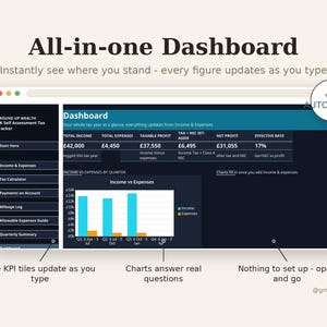 Self Assessment Tax Spreadsheet UK - Self Employed Tax Calculator, Expense | HMRC Self Assessment | Sole Trader | UK Freelancer Tax image 3