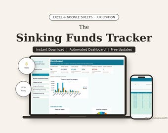 Rastreador de fondos de ahorro - Planificador de ahorros con múltiples objetivos / Rastreador de objetivos de ahorro / Ahorros múltiples / Fondo de ahorros / Hojas de cálculo de Google