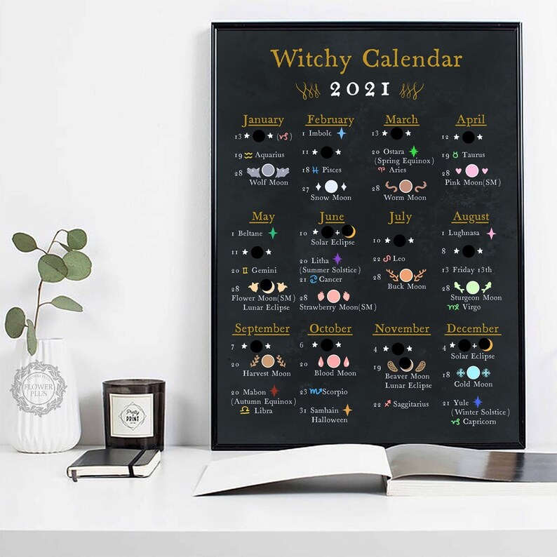 Witchy Calendar 2021 Poster Witch Wall Art Witches Poster Etsy
