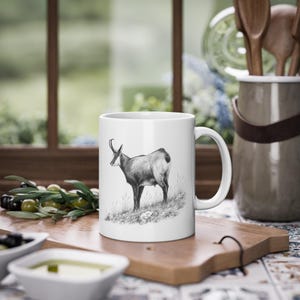 Gams Chamois Illustration Tasse Kaffee Tee | Mountain Goat Sketch Mug
