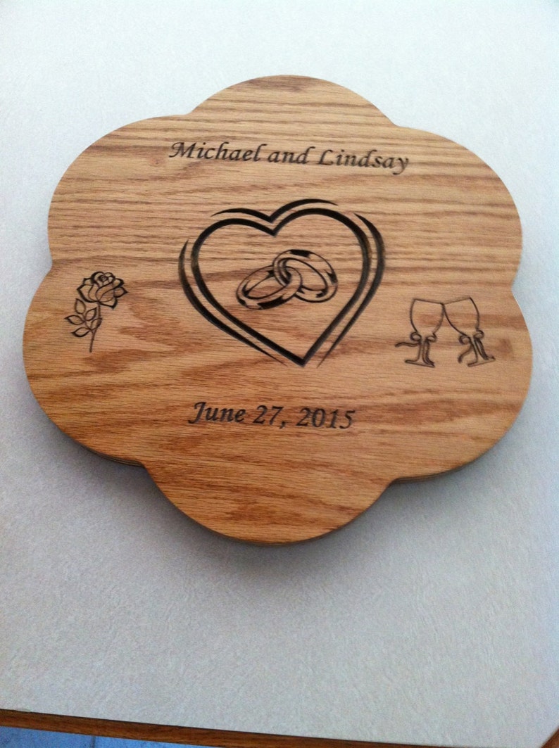 Custom Wedding Gift Wood Lazy Susan Flower Petal Oak Faced Etsy