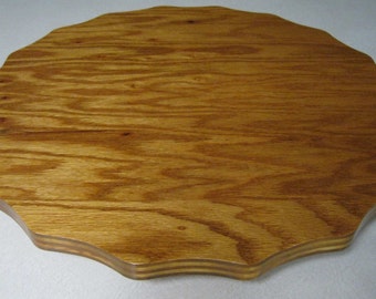 Wooden Lazy Susan - Oak 3/4" thick Scalloped Design