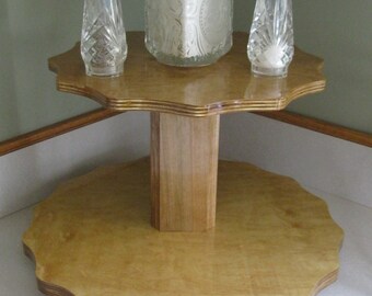 Wood Lazy Susan 2 Tier - 16in bottom 12in top