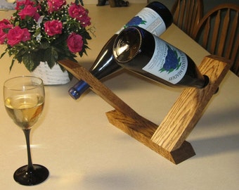 Double Bottle Wine Holder Set - Solid Oak Centerpiece