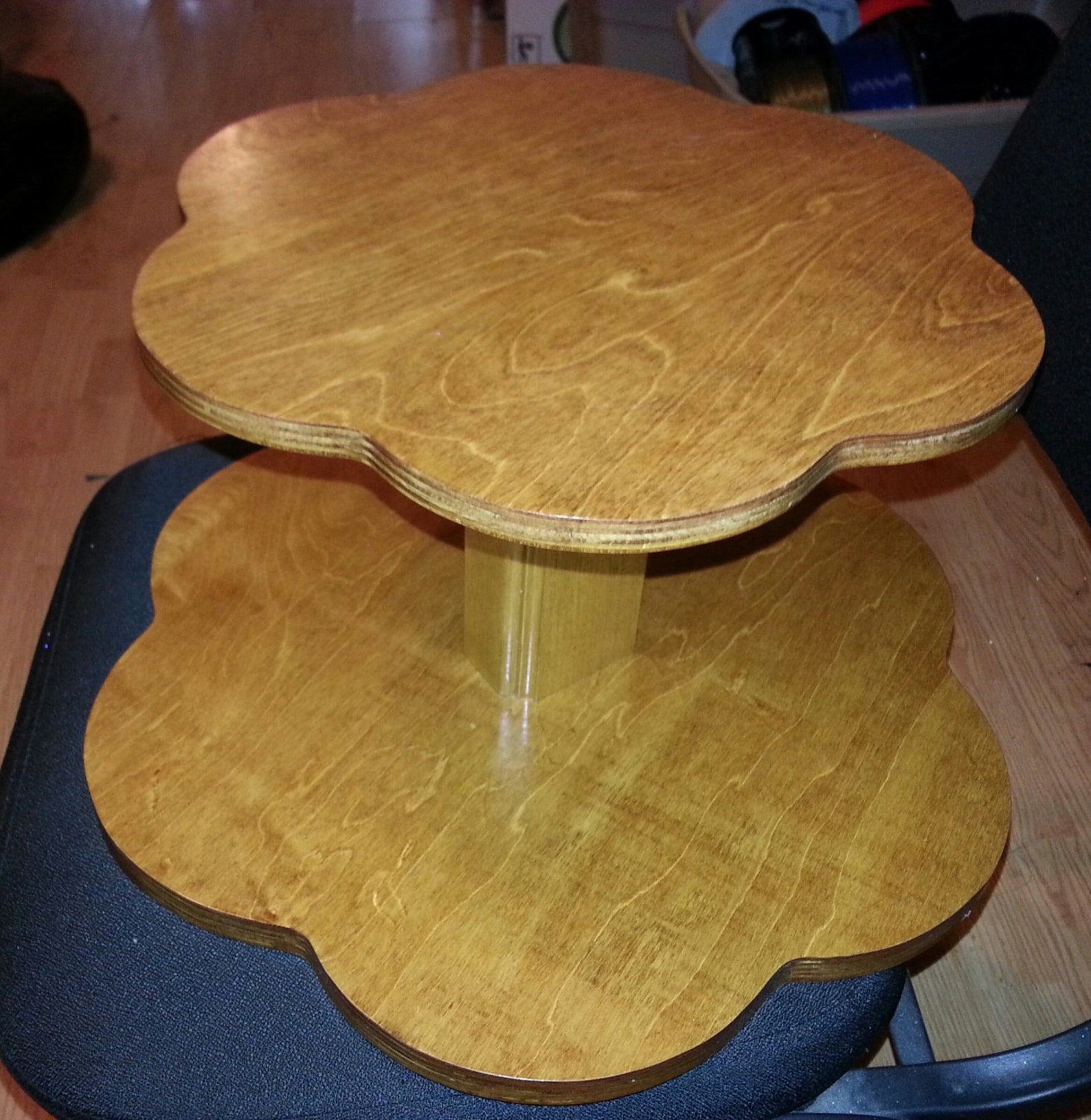 Wood Lazy Susan 2 Tier 16in Bottom 12in Top Etsy