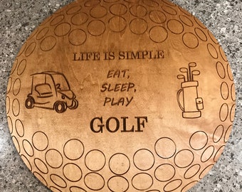 Custom Wood Lazy Susan Round Golf Ball - 16" Diameter Birch faced plywood with Engraving