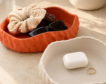 Organic Catch-All Tray, Decorative Fruit Bowl, Entryway Organizer, Modern Home Decor