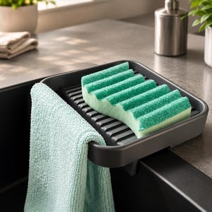 シンク上キャディ、スポンジトレイ、食器拭きラック、モダンキッチンアクセサリー