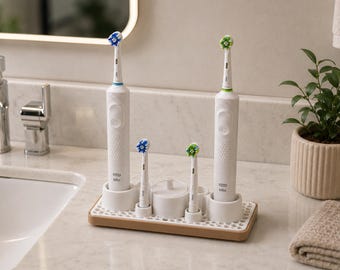 Oral-B Electric Toothbrush Holder, Minimalist Bathroom Organizer, Charger Stand, Drip Tray