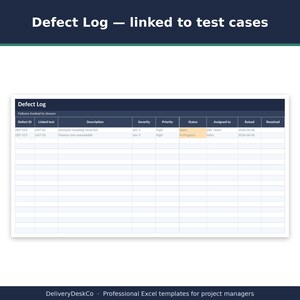 UAT Template Excel | User Acceptance Testing Test Cases & Defect Log Tracker | Software Testing Template IT Projects image 4