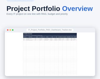 Panel de control de Excel para el seguimiento de la cartera de proyectos de TI / Hoja de ruta, presupuesto y estado de múltiples proyectos de la PMO