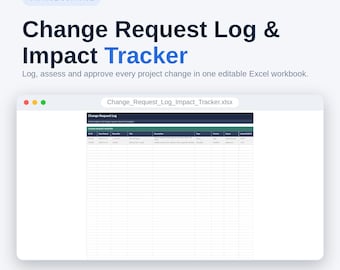 Modèle Excel de registre des demandes de changement | Suivi du comité de contrôle des changements, analyse d'impact et flux d'approbation | Gestion des changements informatiques