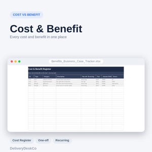 Modèle Excel d'analyse de rentabilité | Analyse coûts-avantages, suivi du retour sur investissement et de la réalisation des bénéfices | Fiche d'approbation d'investissement pour projet informatique image 2