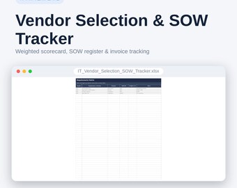 Modèle Excel de suivi de la sélection des fournisseurs | Tableau de bord des appels d'offres, registre des cahiers des charges et journal des factures | Modèle d'évaluation des fournisseurs informatiques pour l'approvisionnement