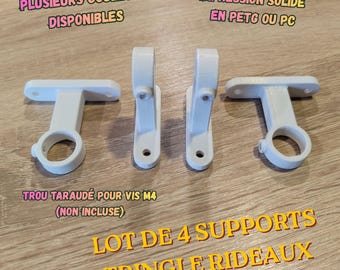 Set of 4 curtain rod brackets, Ø 17 mm opening, 3D printed, durable (PETG or PC)