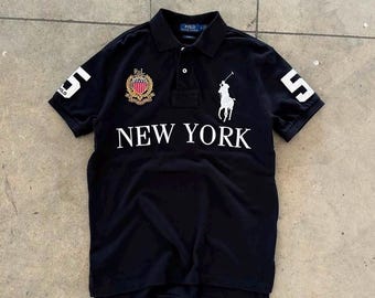 Polo Ralph Lauren New York Big Pony para hombre, color azul marino, negro y gris.