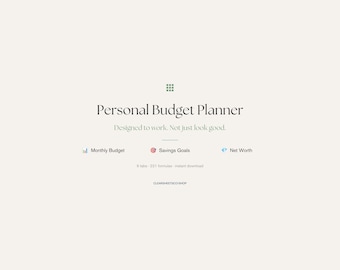 Personal Planer | Monatliches Budget, Sparziele, Reinvermögen (Digitaler Download)