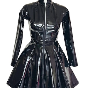 black pvc skater dress Pvc Skater Dress