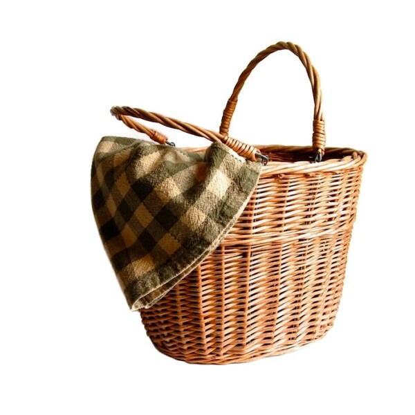 Willow Basket with Flip-up Handles Vintage Home Decor Rustic Cottage Chic Collectibles Nostalgia Picnic Market Garden Storage Wedding Gift