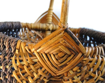 God es Eye Splint Eiche & Reed Melonenkorb Vintage Appalachian Gesäss Bun Basket Handgemacht Folk Art Primitive Rustic Home