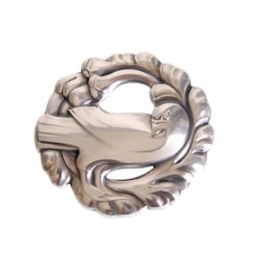 Georg Jensen Sterling Dove Brooch 165 Vintage Silver Midcentury Modernist Jewelry Collectibles Scandinavian Design 1940s