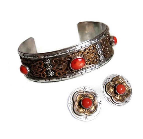 Red Heart w/Silver Filigree Overlay Earrings Red Heart w/Silver Filigree Overlay Earrings