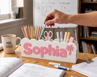 Custom Name Desk Organizer - 3D Printed Name Pencil Holder, Pencil Holder for Kids, Kids Room Decor, Back to School Gift
