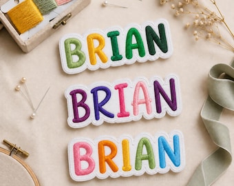 Parche bordado personalizado con nombre, parches coloridos personalizados con nombre, parches para coser o planchar, etiqueta DIY para mochilas infantiles, etiqueta con nombre personalizada