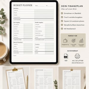 Minimalist Budget Planner | Monthly Finance Tracker | Printable PDF | A4 & US Letter | Instant Download | Budget Binder Insert