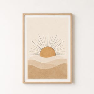 Boho Nursery Wall Art | Arched Sun Print Digital Download | Gender Neutral Decor