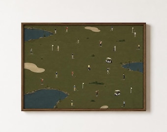 Tiny Golfers Print, Vintage Golf Wall Art, Printable Digital Download
