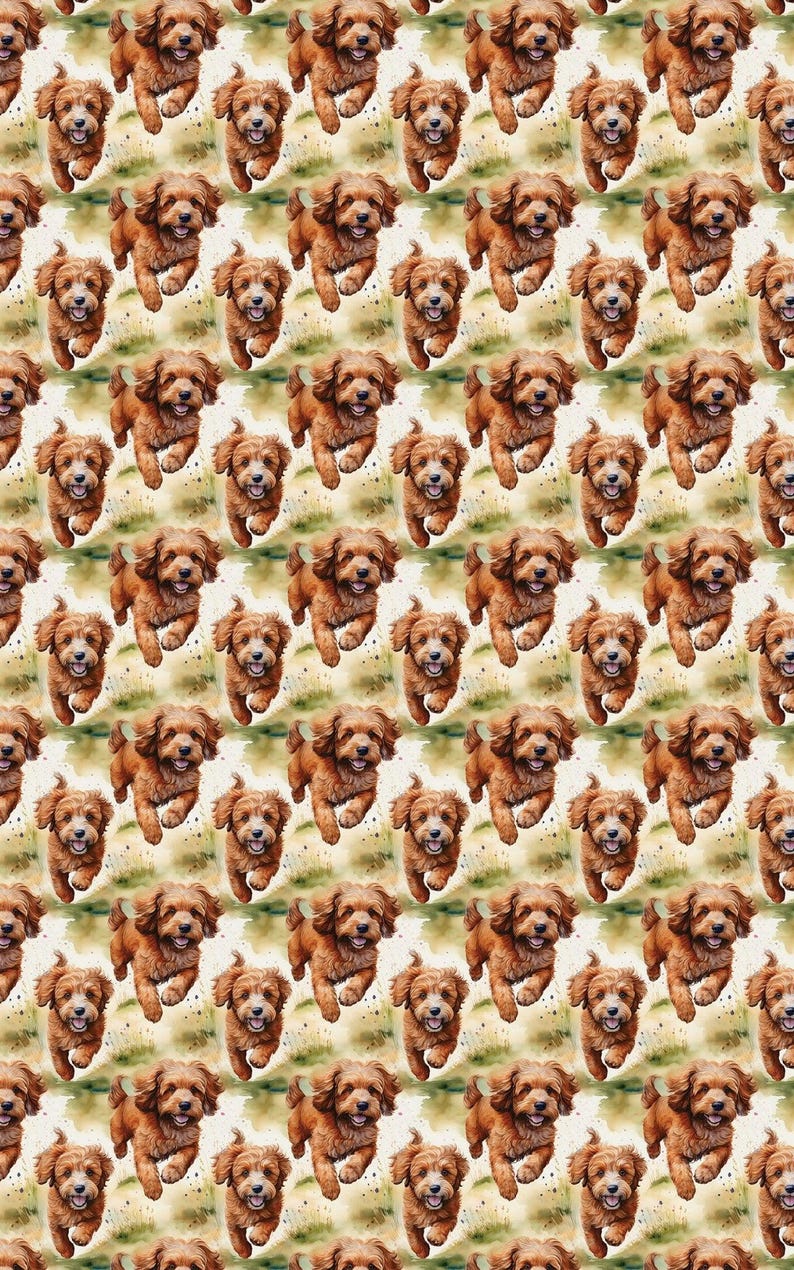 Sunlit Cavapoo Fields - London Penny Gift Wrap