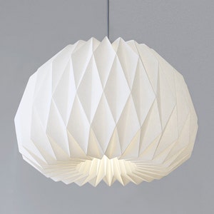 origami lampshade FACING the MOON XL – handfolded paper lamp with a modern design