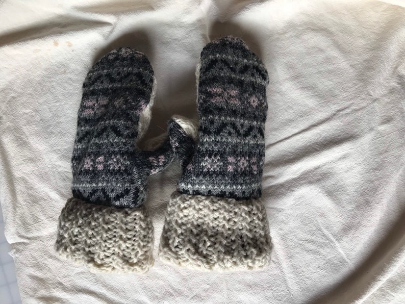 Upcycled warm and soft wool sweater mittens Upcycled warm and soft wool sweater mittens