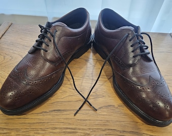 JB Goodhue Steel Toe Wingtip Work Shoes Size 10 EE Brown Leather Brogue Safety Shoes Slip & Oil Resistant