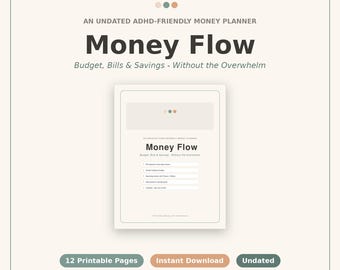 ADHD Budget Planner Printable, Undated Bill Tracker, Monthly Budget, Debt Payoff, Savings & Spending Tracker, Neurodivergent