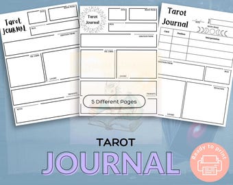 Neutrale tarotdagboek afdrukbaar | Maanfase, kaartspreiding (digitale download)