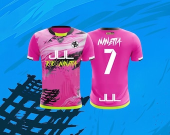JUL x Nineta Pink Football Jersey | French Rap Inspired Soccer Shirt | Streetwear Fan Jersey