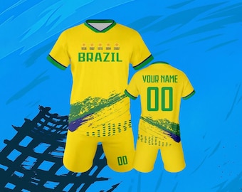 Brazil Soccer Jersey for Kids – Personalized Football Kit with Custom Name & Number