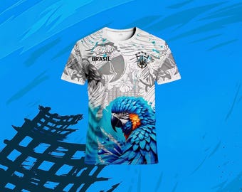 Brazil Parrot Football Jersey | Tropical Soccer Shirt | Unique Fan Jersey | Brazil Inspired Graphic Tee