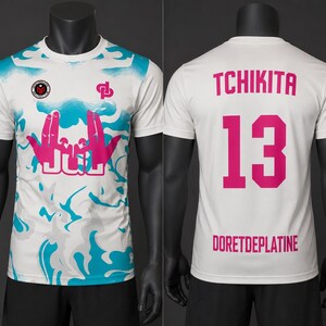 JUL TCHIKITA 13 Jersey – Custom Streetwear Football Shirt – White Blue Pink Marseille Style image 4