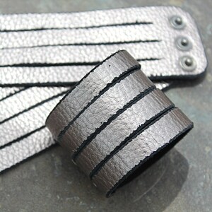 Silver / Leather / Cuff / Sliced / Layering / Tribal / Diva / Statement